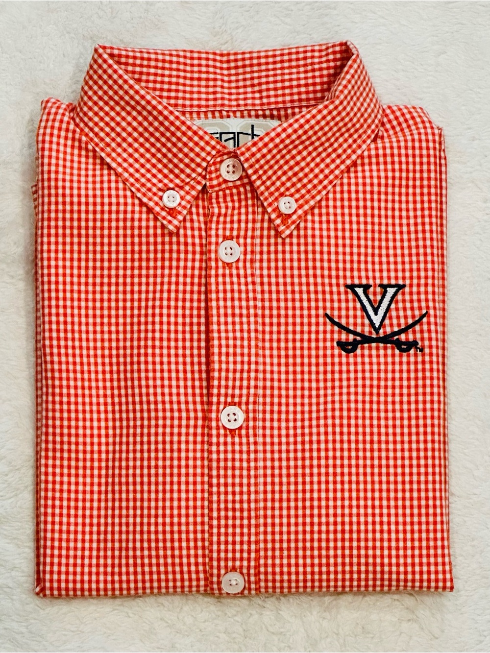 Garb Team UVA Virginia Cavaliers Youth Small Orange Gingham Button Down Shirt